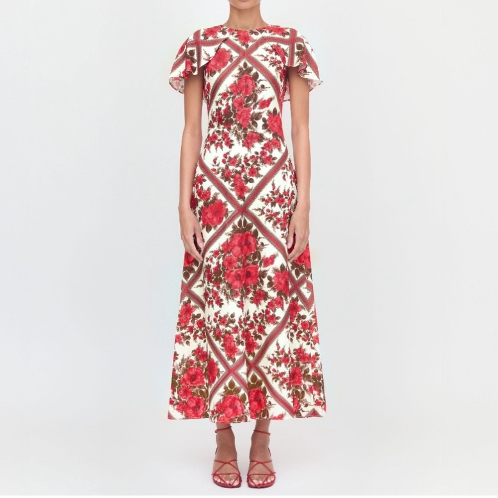 Hill House Floral Maxi Dress in Red and White